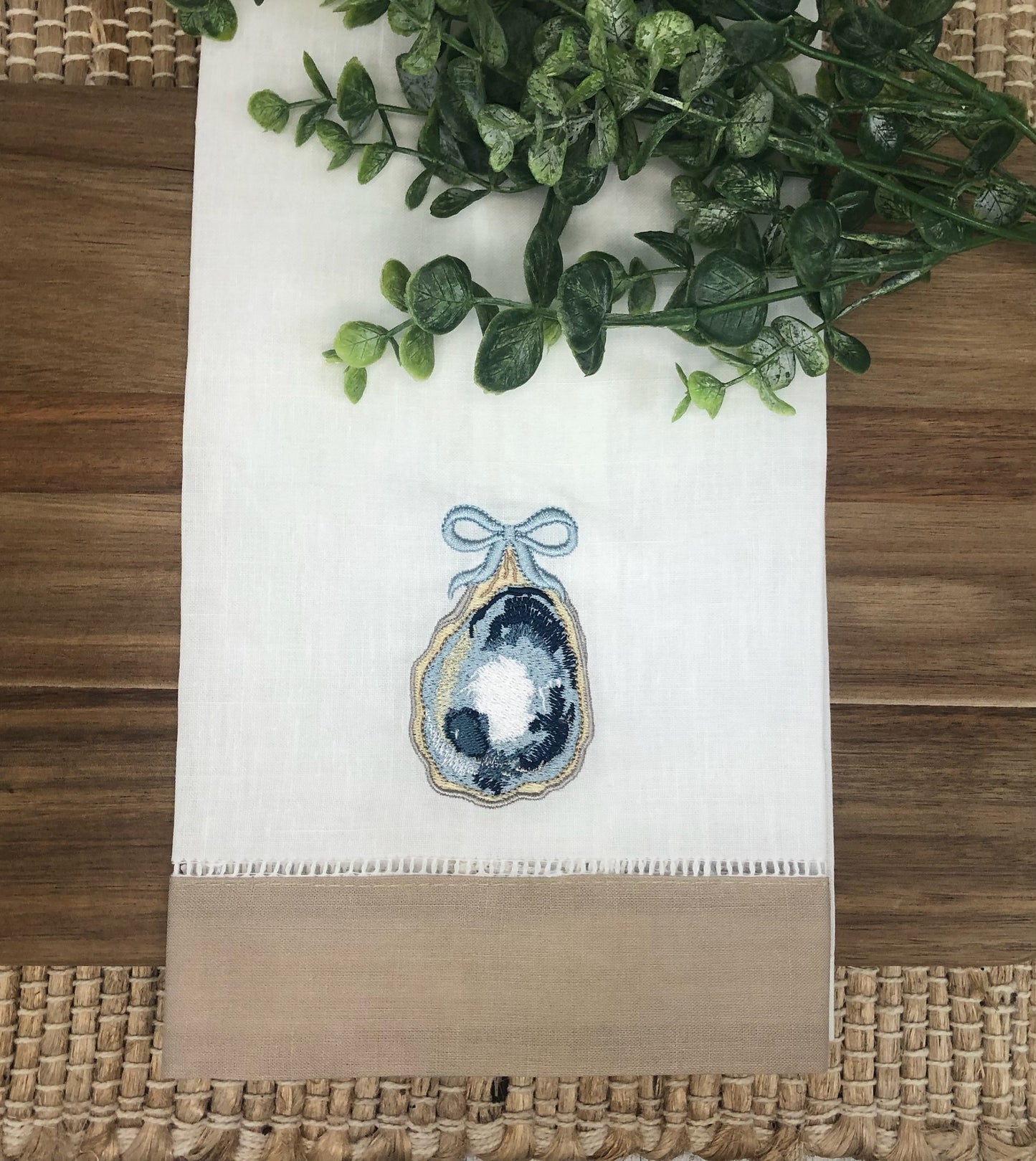 Oyster Hemstitch Hand Towel