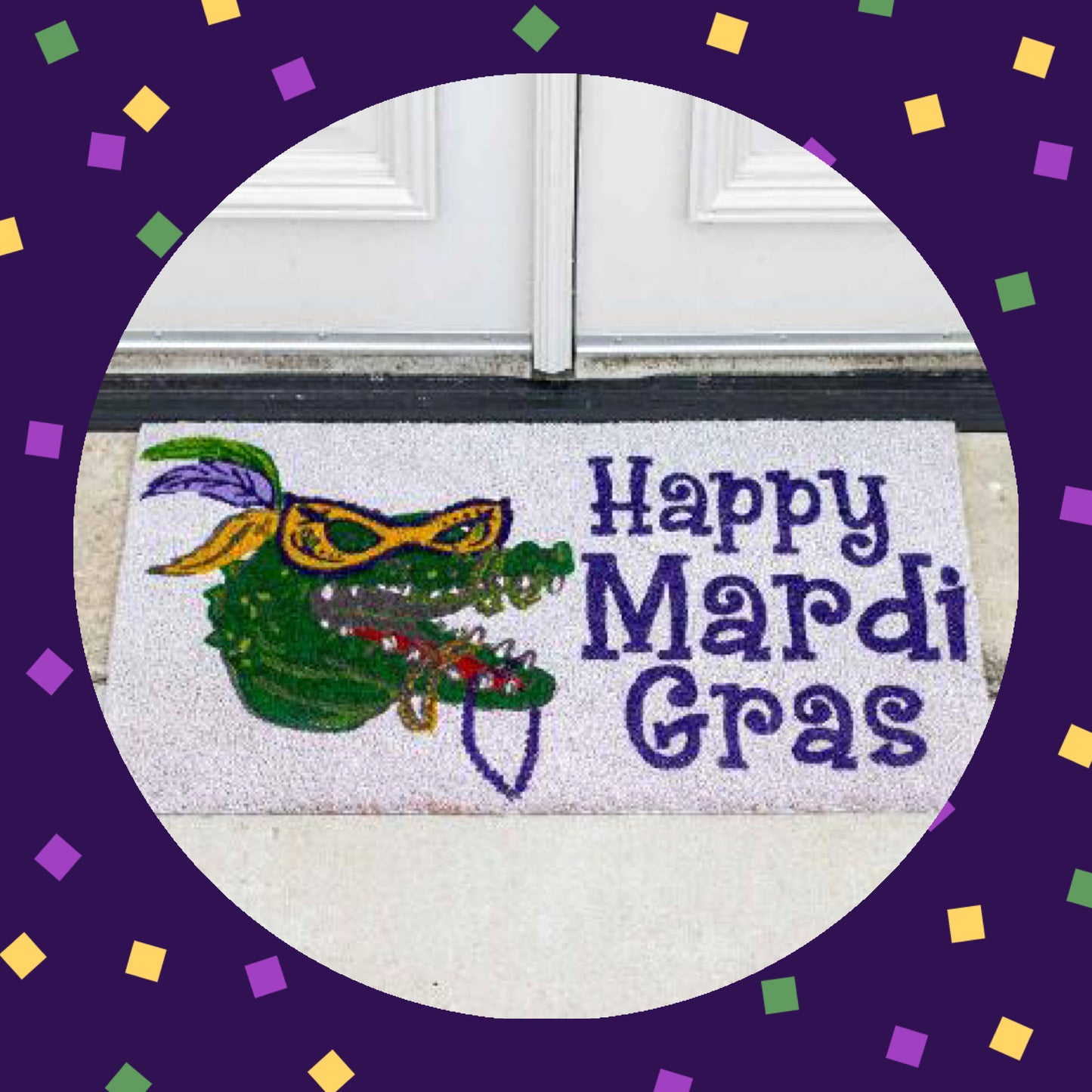 Happy Mardi Gras Door Mat