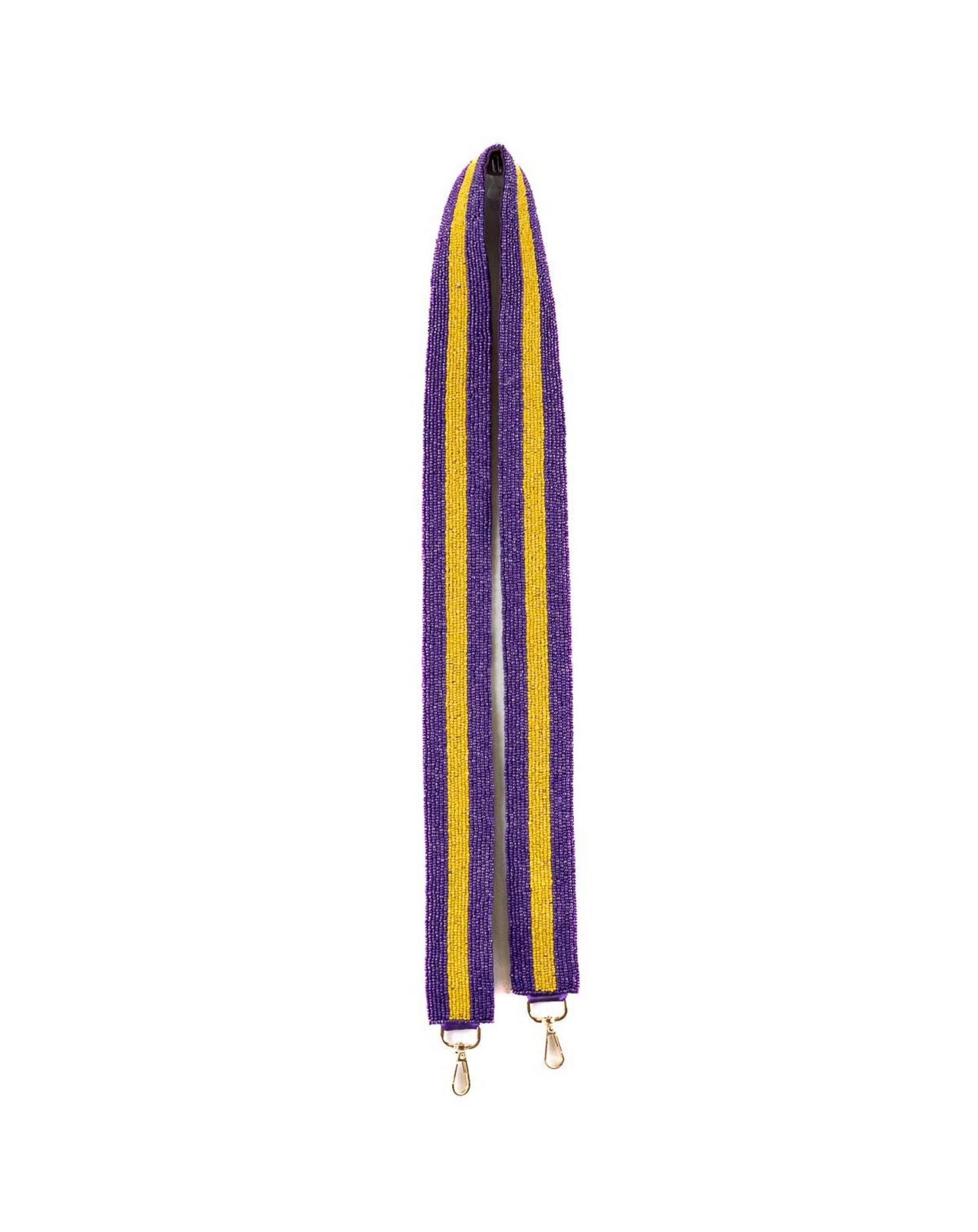 Purple and Yellow Stripe Beaded Purse Strap