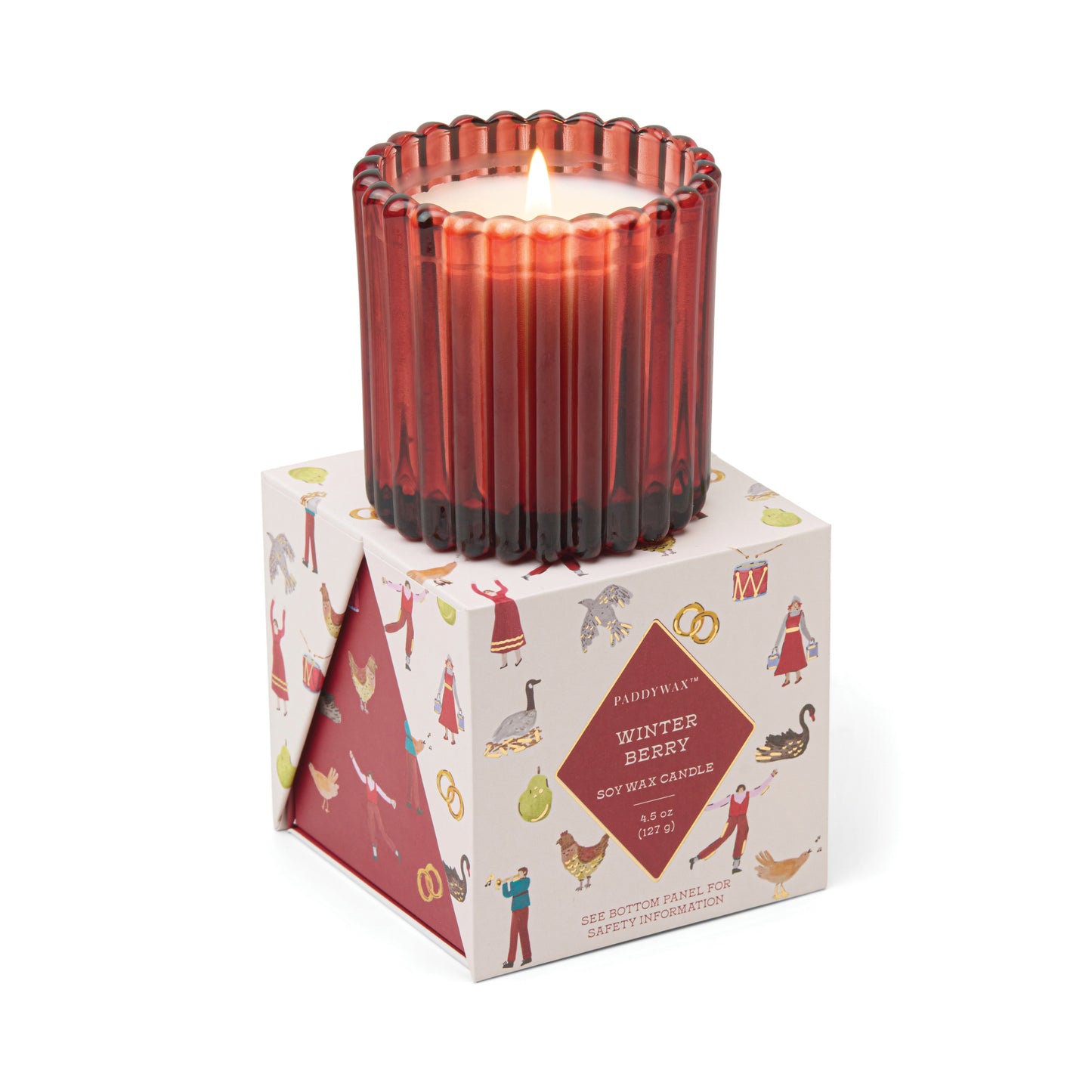 Red Tinted Glass In Holiday Merry Box Winter Berry