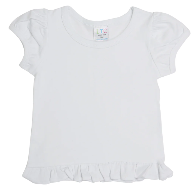 Short Sleeve Ruffle Shirt - White