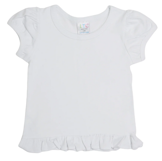Short Sleeve Ruffle Shirt - White