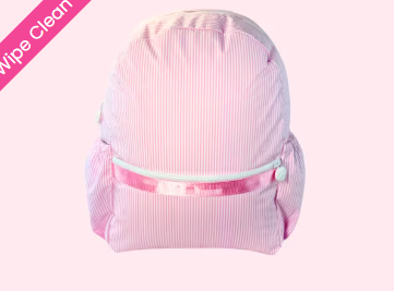 Medium Backpack - Light Pink Seer Sucker