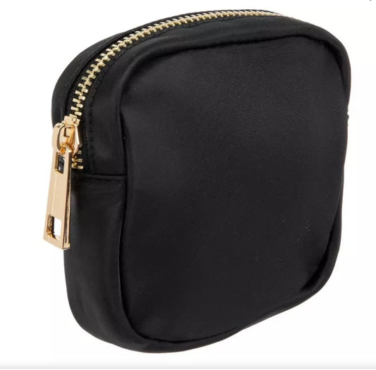 Black Nylon Square Zipper Pouch
