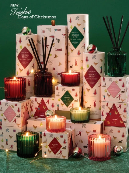 Red Tinted Glass In Holiday Merry Box Winter Berry