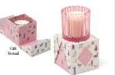 Pink Tinted Glass in Holiday Merry Box - Pink Peppermint