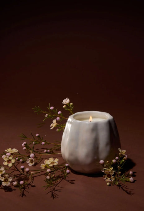 9oz White Metallic Pumpkin Candle