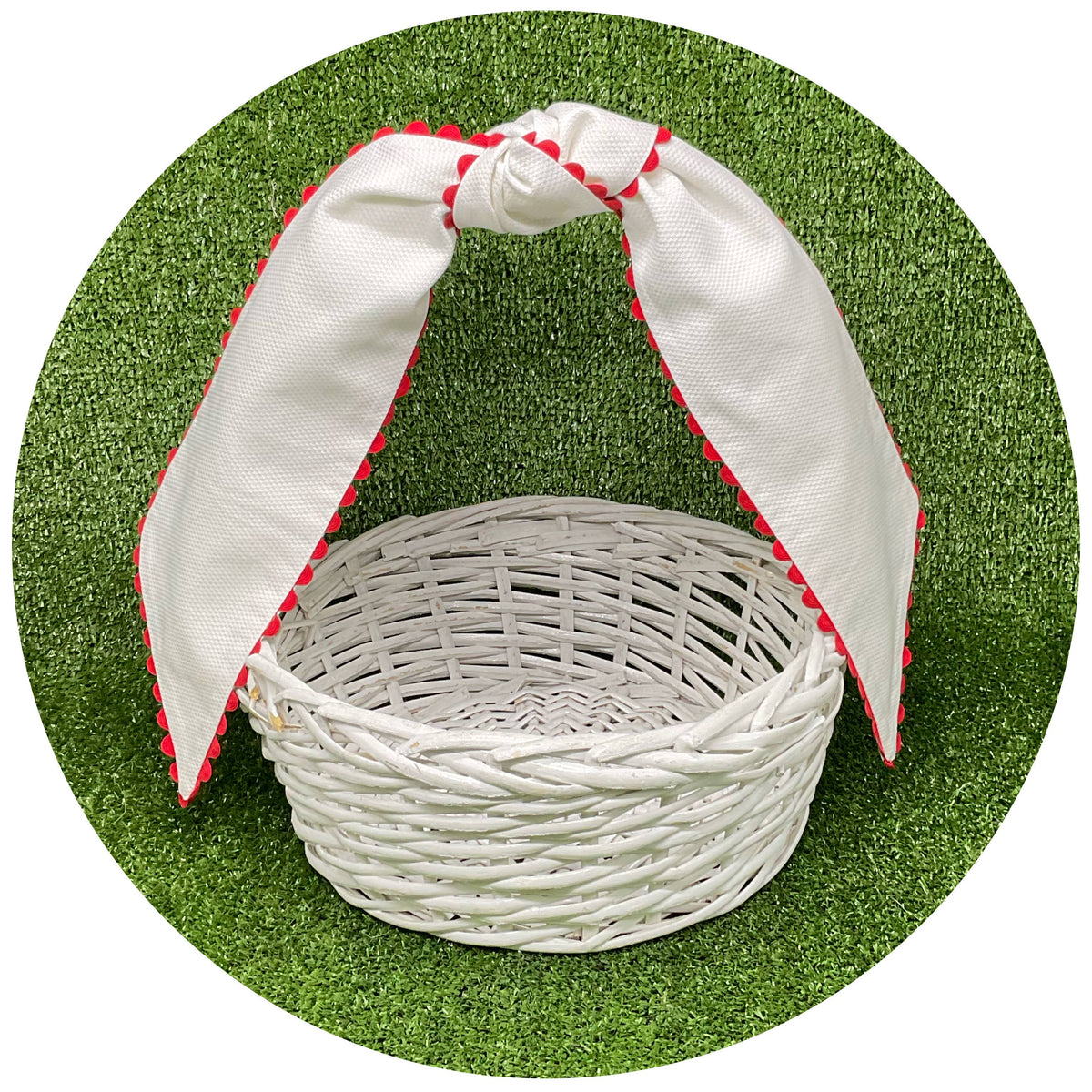 White Cotton Pique Sash with Trim