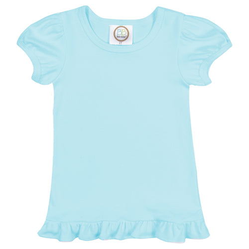 Short Sleeve Ruffle Shirt - Aqua