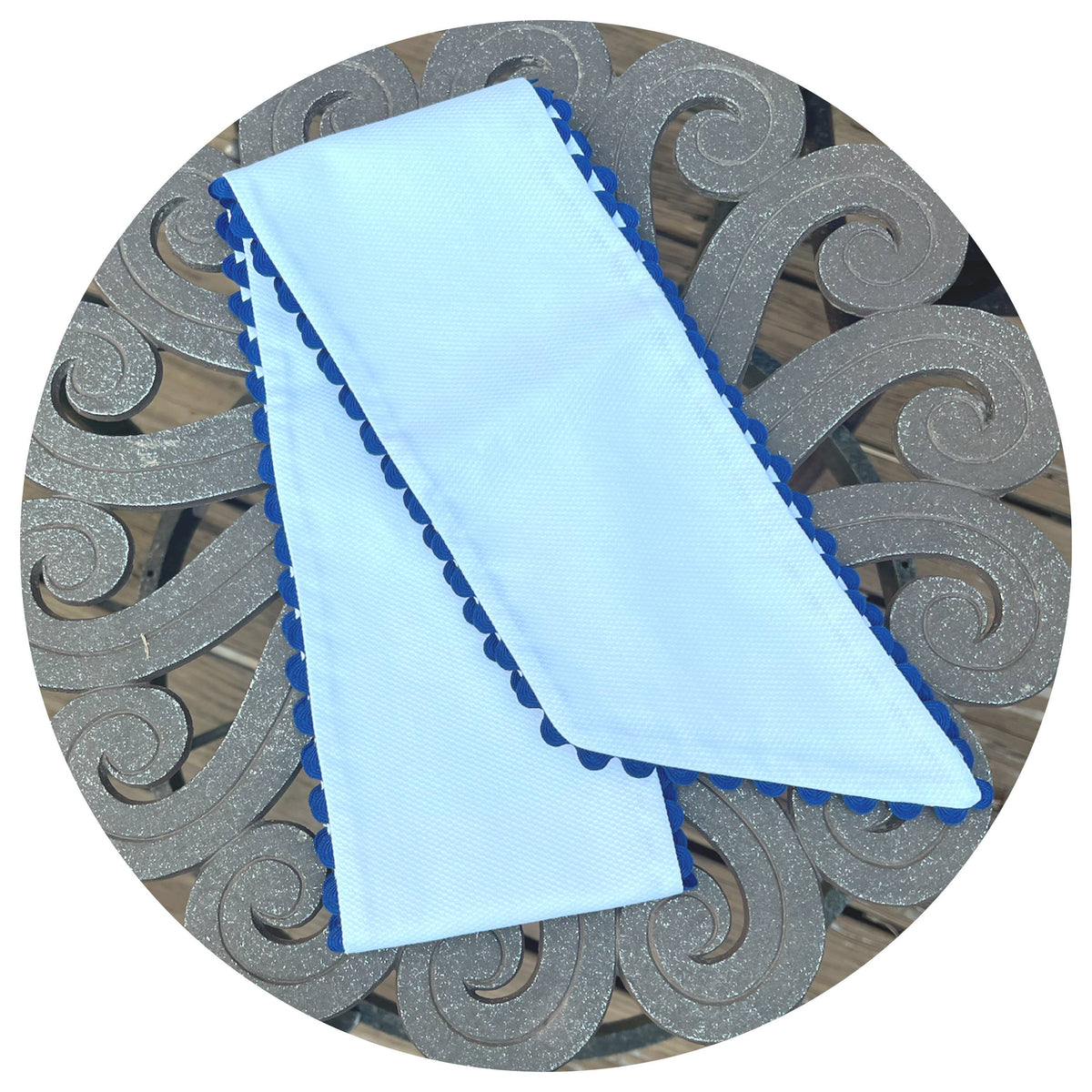 White Cotton Pique Sash with Trim