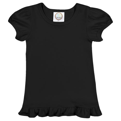 Short Sleeve Ruffle Shirt - Black
