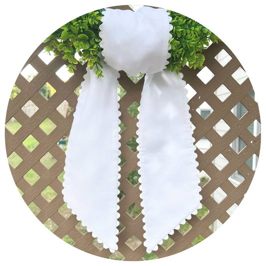 White Cotton Pique Sash with Trim