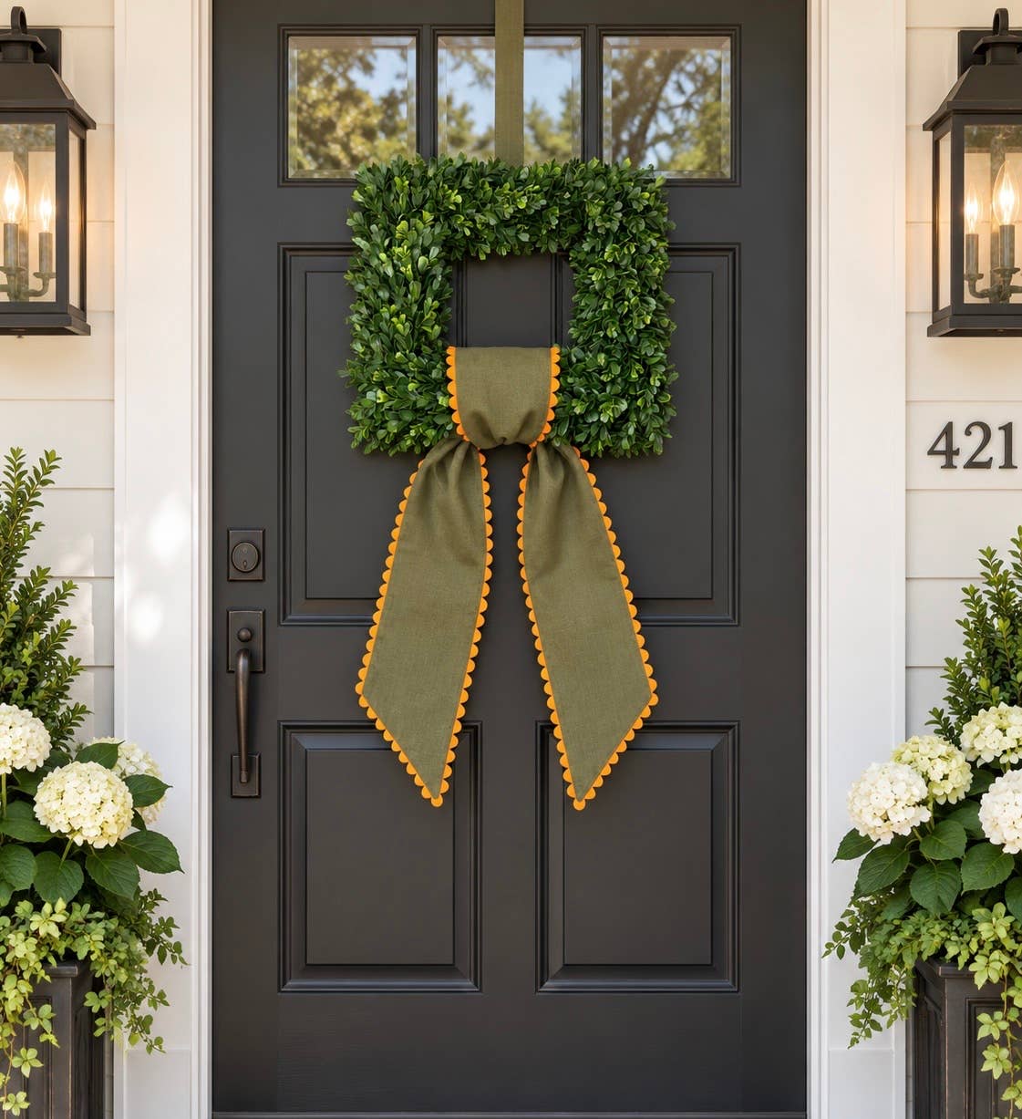 Custom Linen Sashes with Trim 