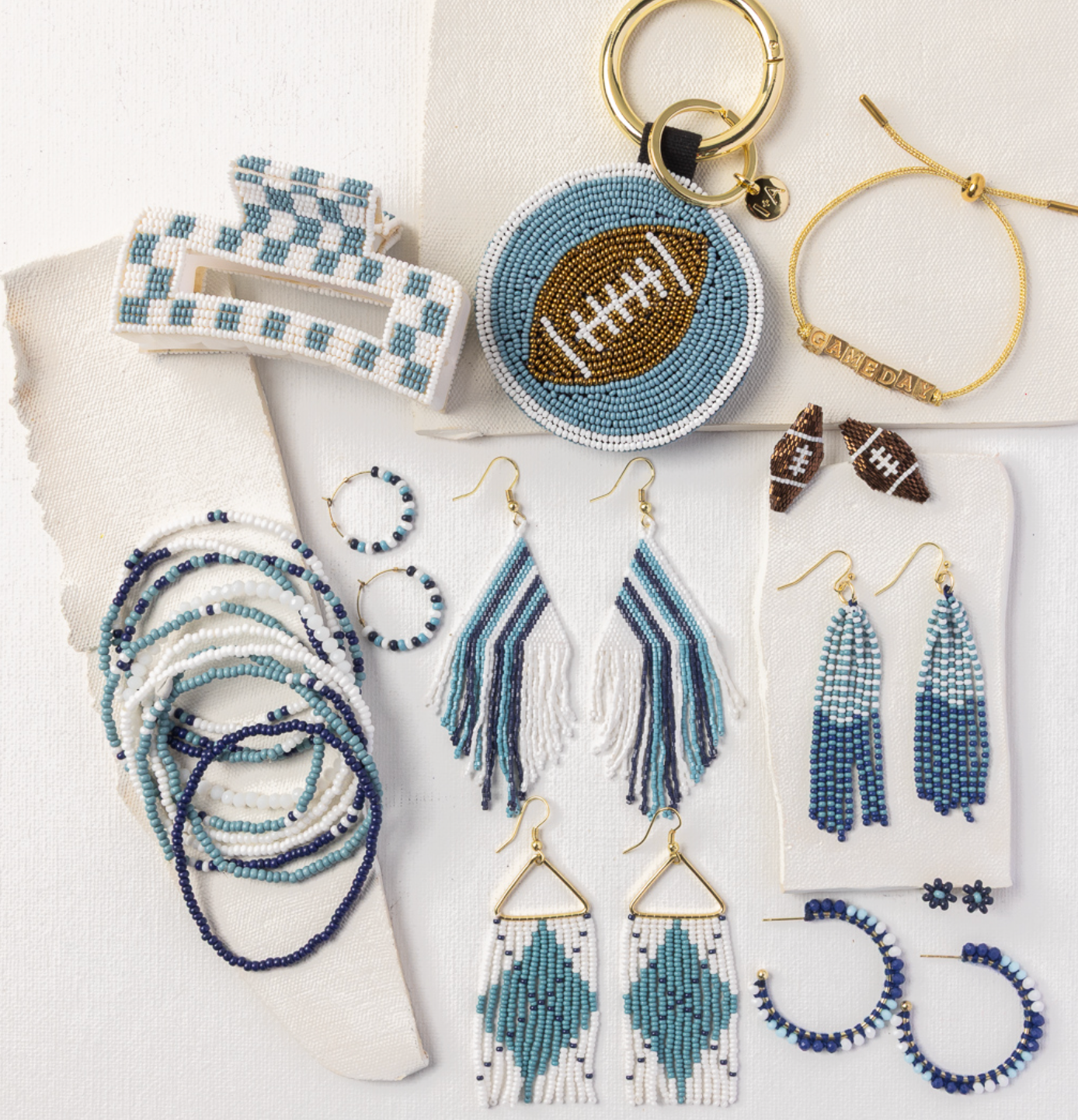 Bracelet Stack Game Day Light Blue + White + Navy Wholesale
