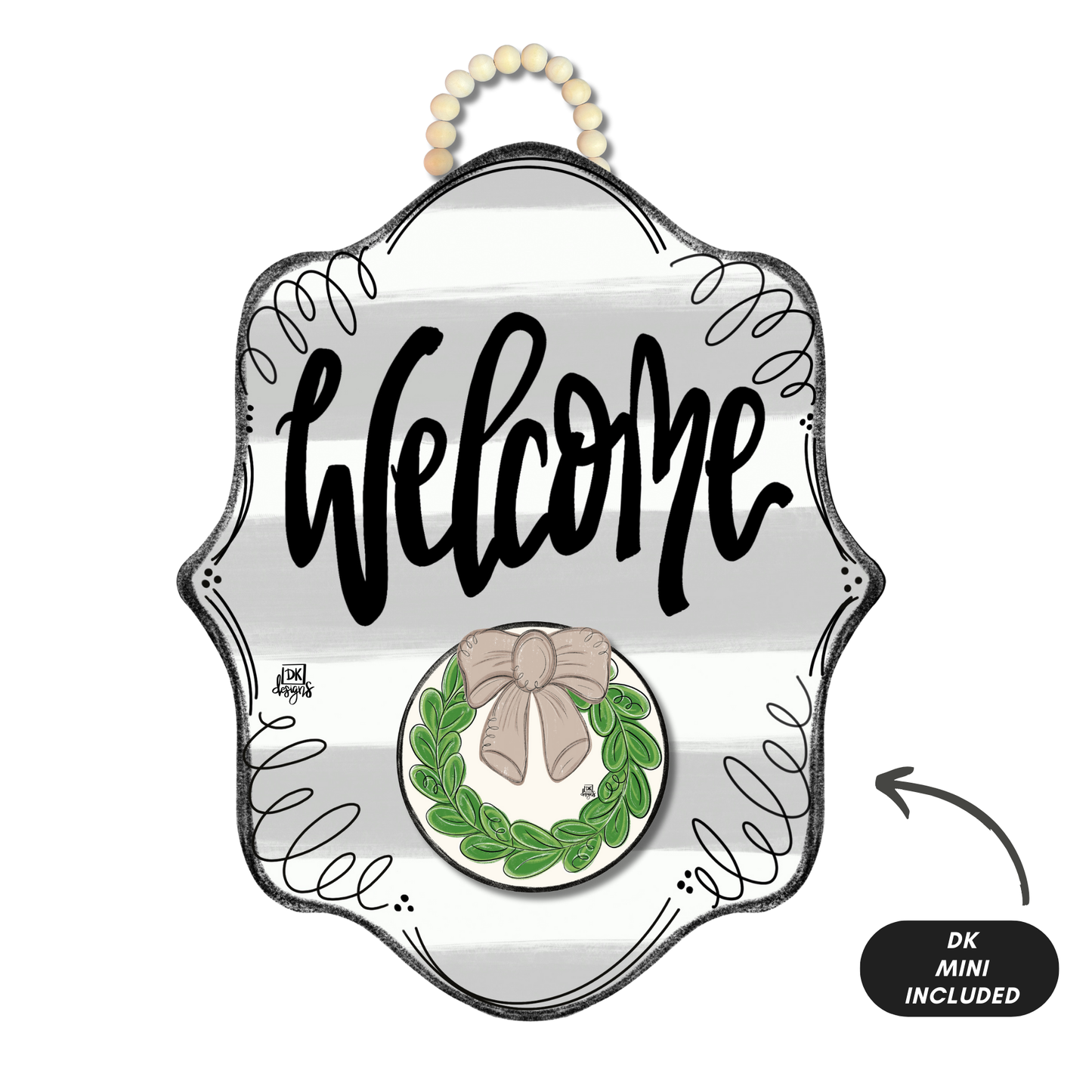 Stripe Bloom "Welcome" Hanger + Mini