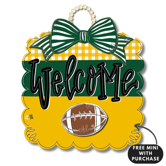 DK Green & Yellow Gold Football Scallop Hanger w/mini
