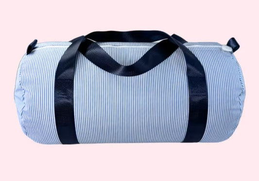 Medium Duffle - Navy Seer Sucker