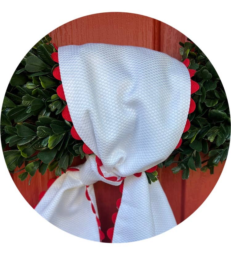 White Cotton Pique Sash with Trim