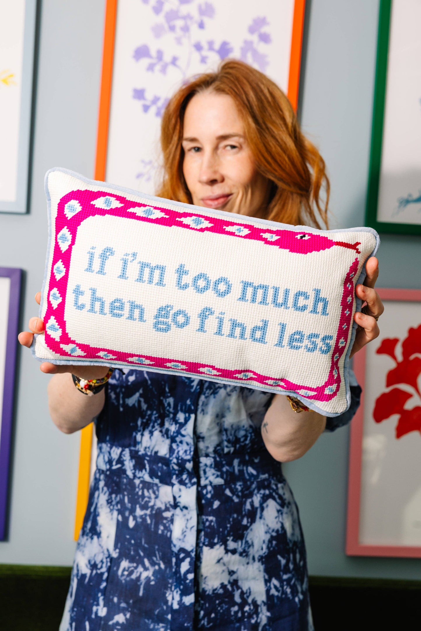 Go Find Less Needlepoint Pillow
