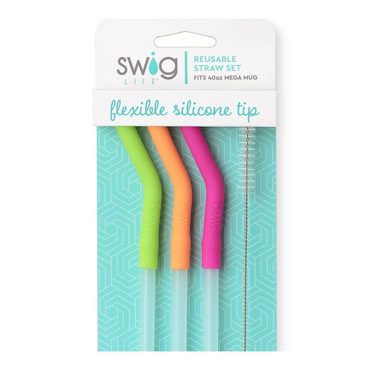 Neon Lime/Orange/Berry Reusable Straw Set (Mega Mugs)