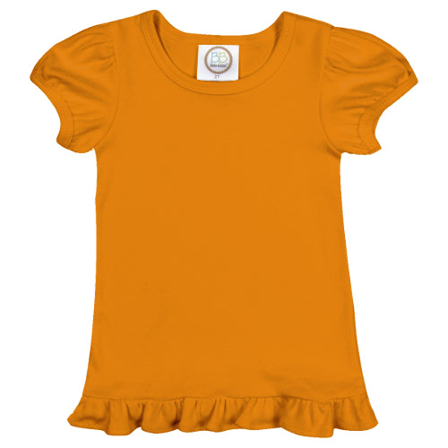 Short Sleeve Ruffle Shirt - Orange