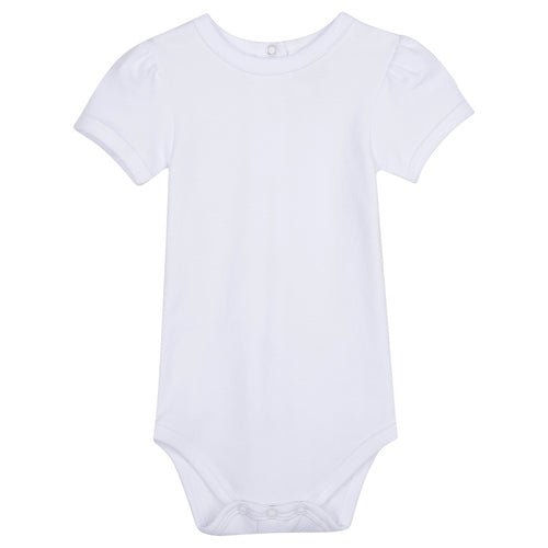 Girls Puff Short Sleeve Onesie - White