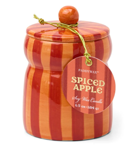 RED/CORAL STRIPED CABANA WITH LID - SPICED APPLE